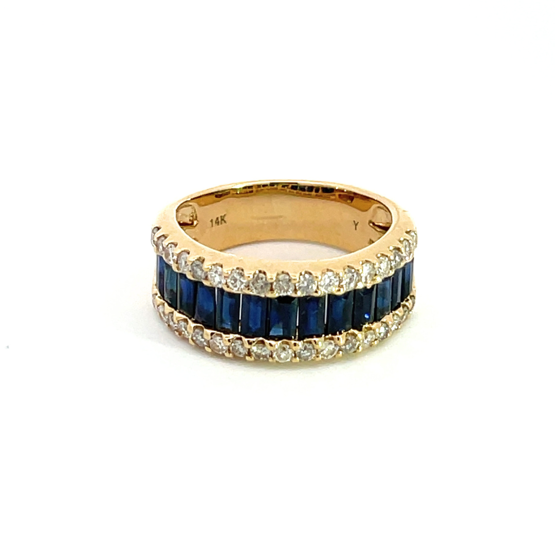 14k Solid Gold Blue Sapphire and Diamond Eternity Band Ring. RFO17259BS