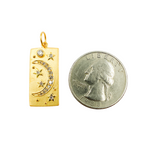 Load image into Gallery viewer, 14K Solid Gold Diamond Rectangle Moon and Star Charm. GDP125
