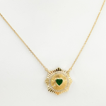 Load image into Gallery viewer, 14k Solid Gold Emerald Heart and Diamond Necklace. CN96235EM
