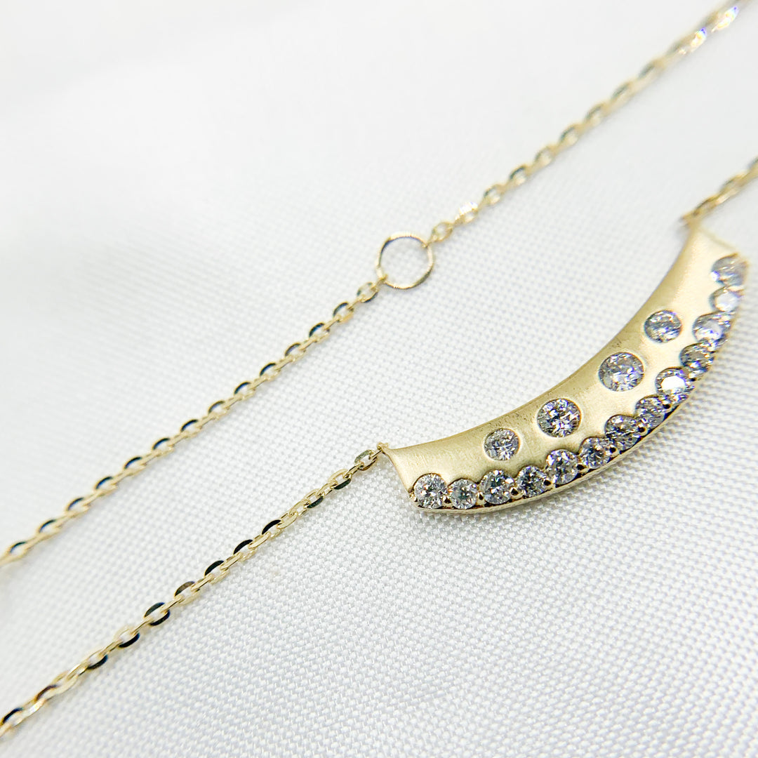 14K Solid Gold Diamond Bar Necklace. NT403266