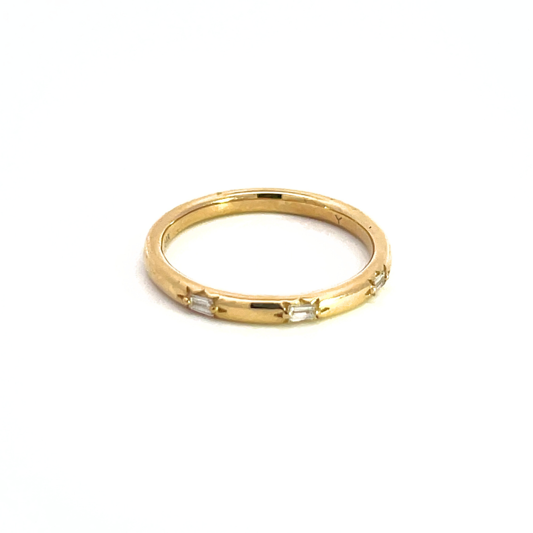14K Solid Gold Diamond Baguette Ring.