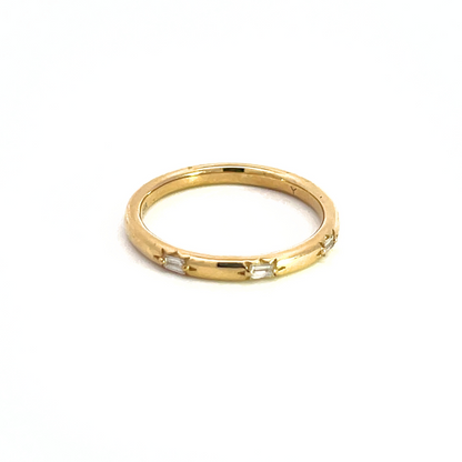 14K Solid Gold Diamond Baguette Ring.