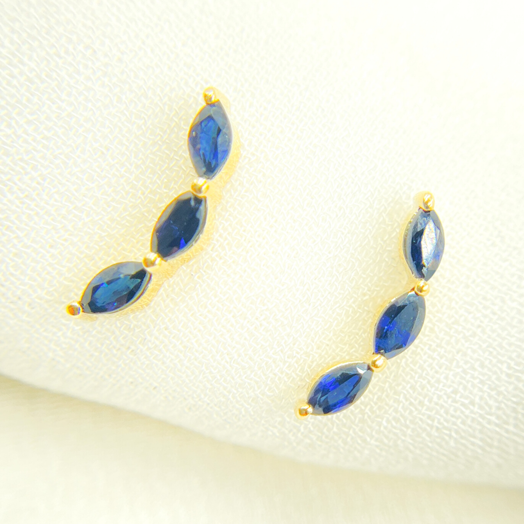 14k Solid Gold Blue Sapphire Studs. EFF51815BS