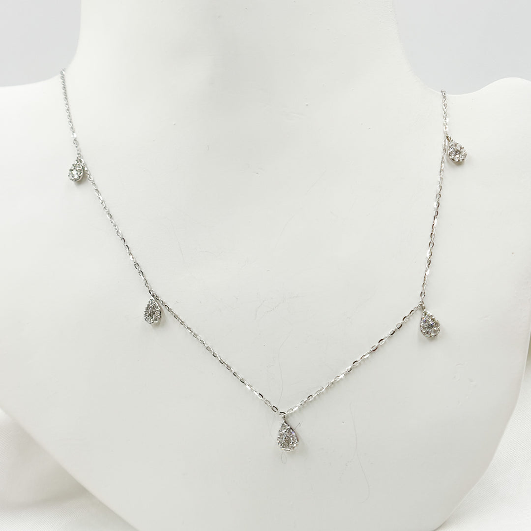 14K Solid Gold Diamond Drop Dangle Necklace