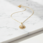 Load image into Gallery viewer, PFE33151. 14K Solid Gold Diamond Sun Necklace