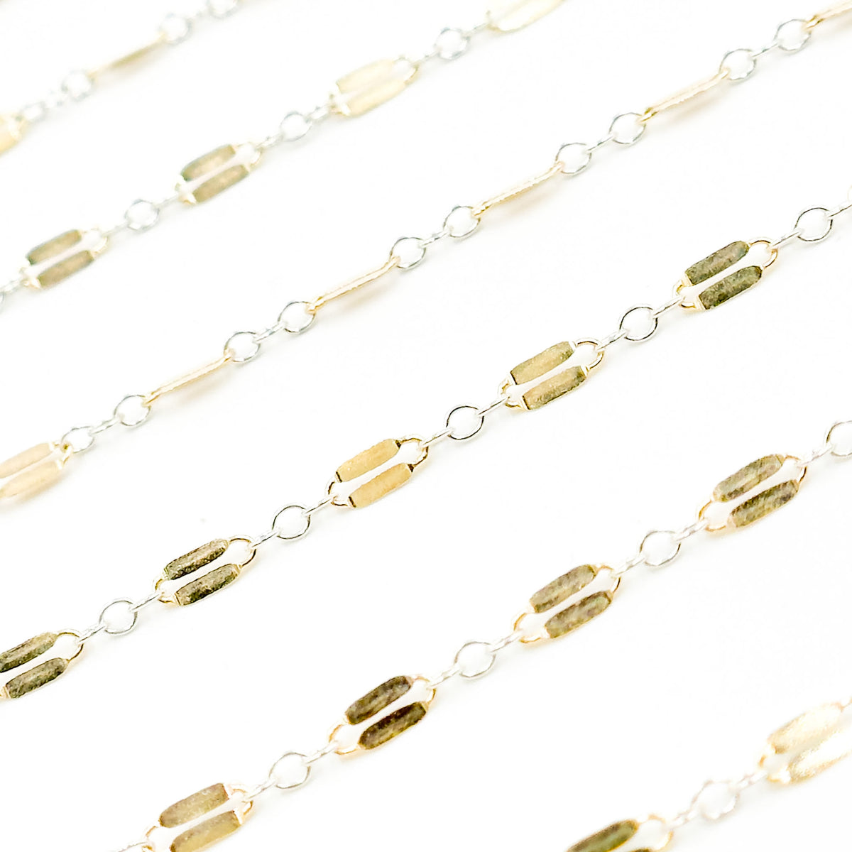 XM/1003HD/SPTT. 14K Gold-Filled and Silver Flat Marina Cable Link Chain