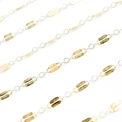 XM/1003HD/SPTT. 14K Gold-Filled and Silver Flat Marina Cable Link Chain