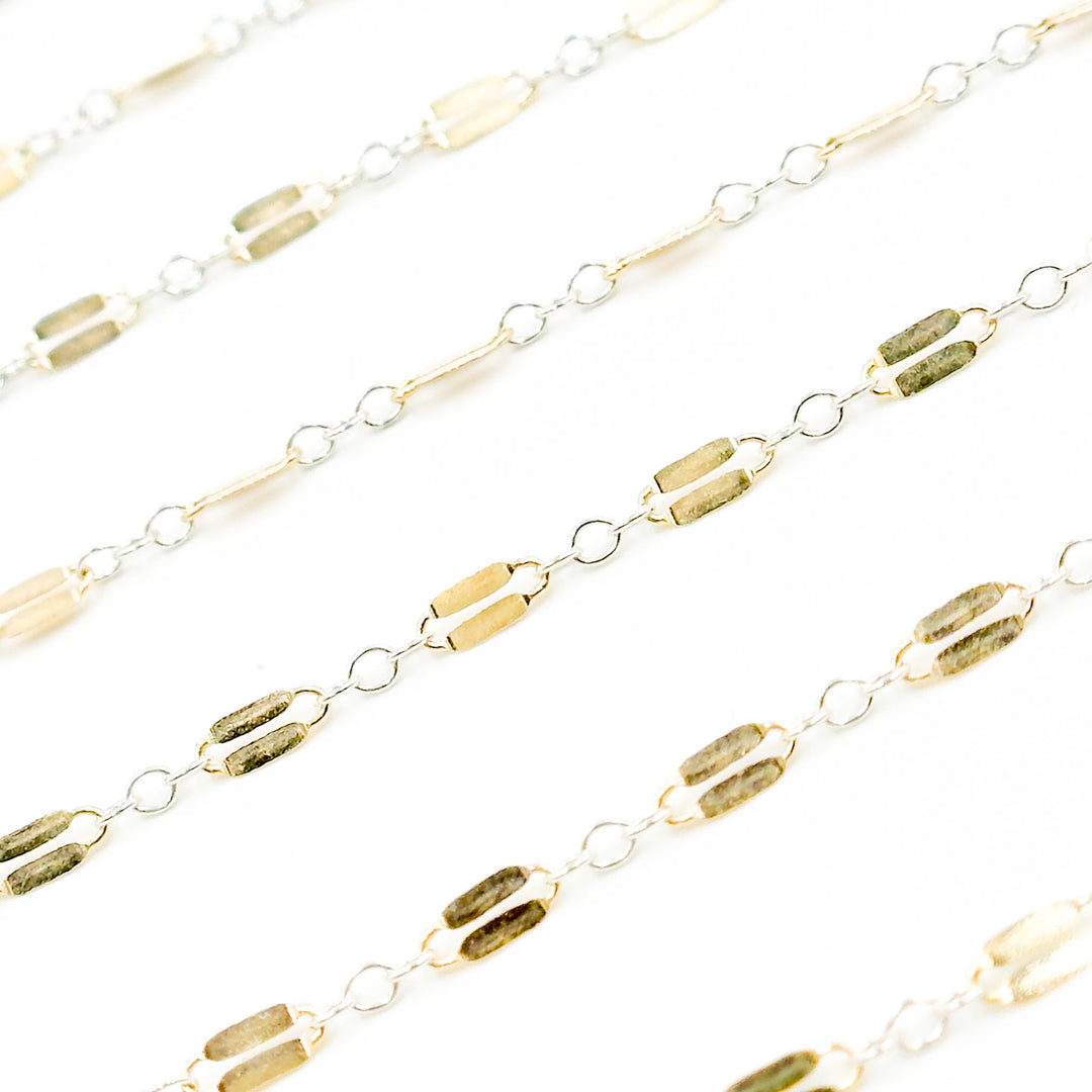 XM/1003HD/SPTT. 14K Gold-Filled and Silver Flat Marina Cable Link Chain