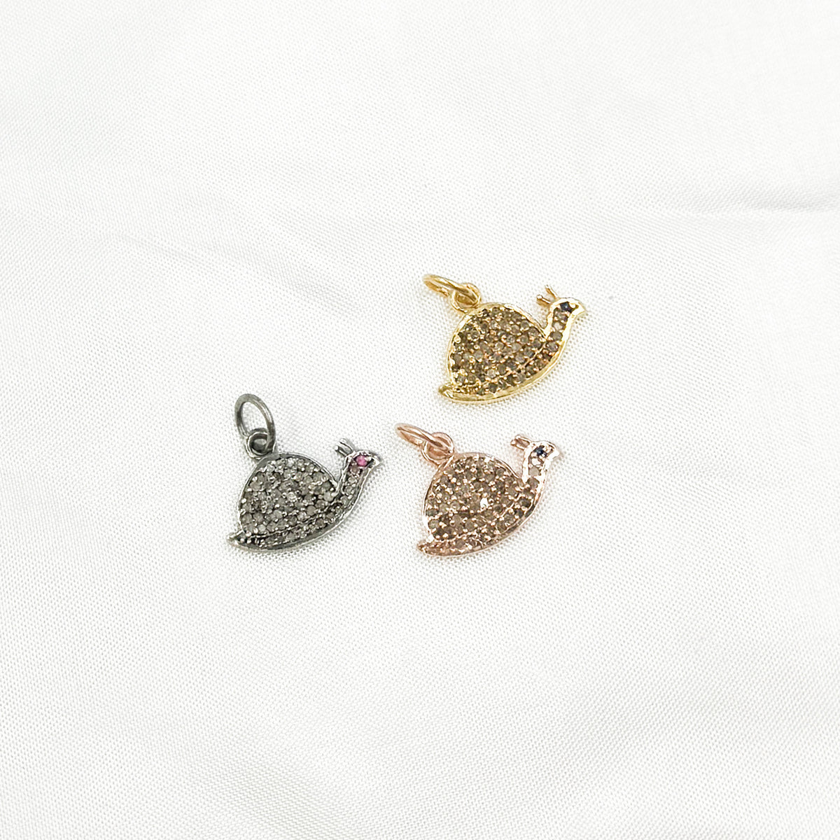 Sterling Silver Snail Charm with Gemstones