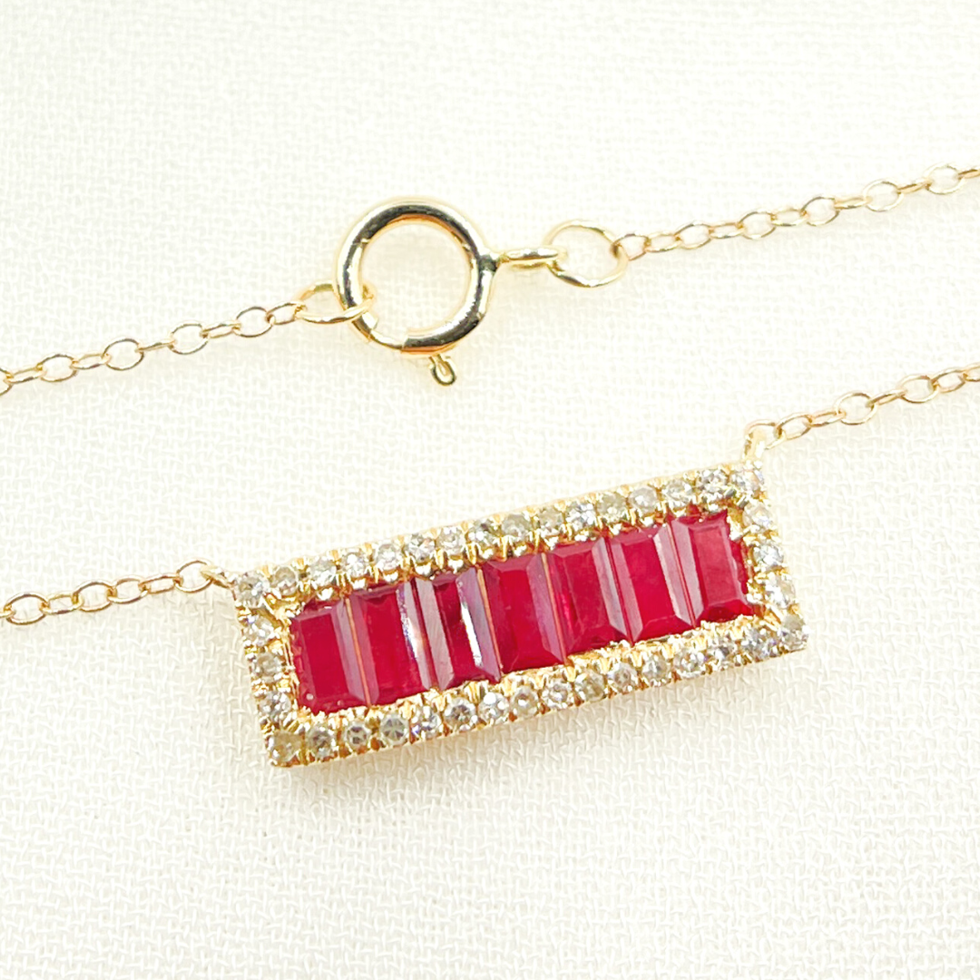 NFN71044. 14k Solid Gold Diamond & Gemstone Necklace