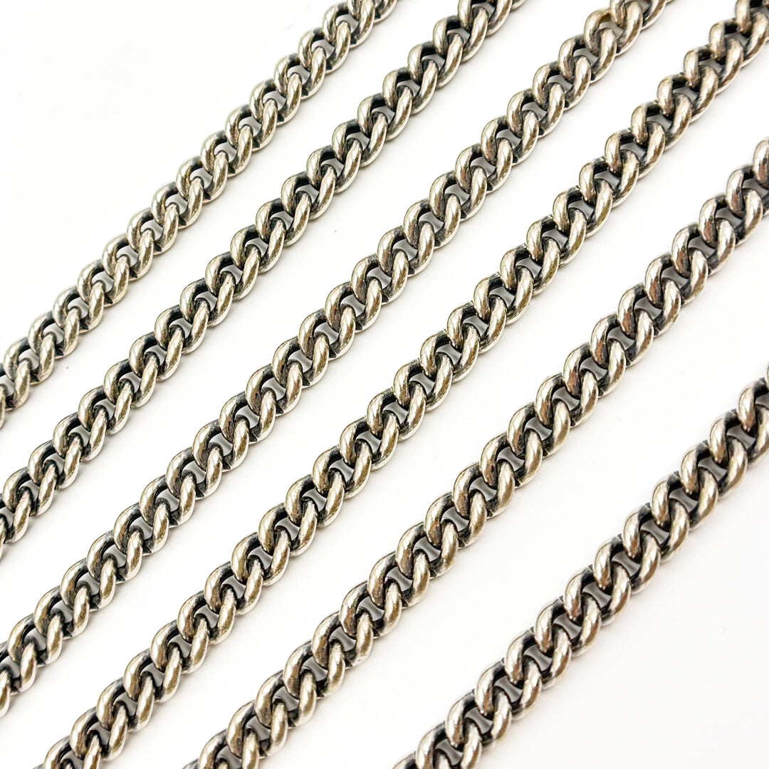 7005COX. Oxidized Silver Heavy Curb Chain