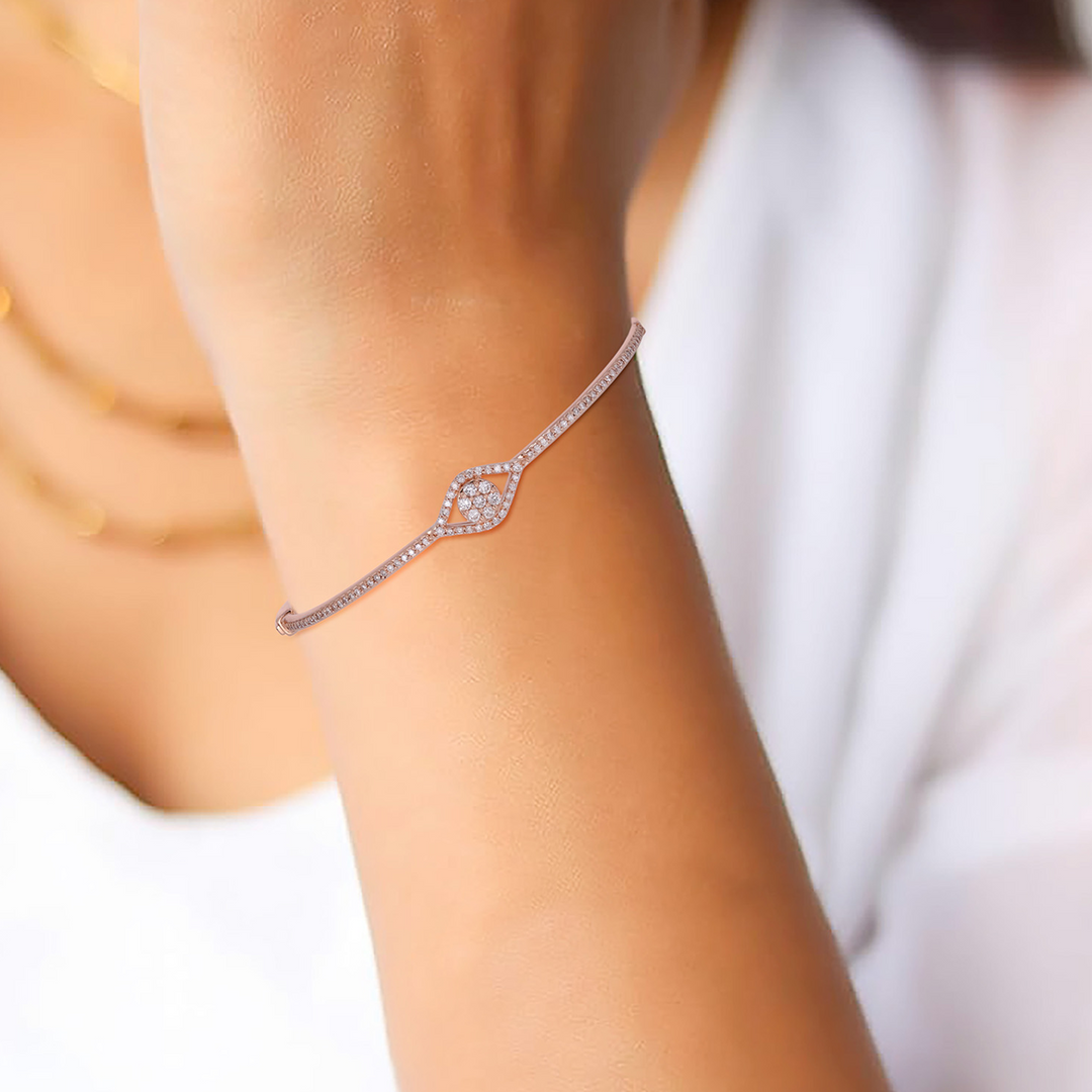 BNH68435. 14K Solid Gold Diamond Eye Bangle