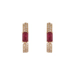 Load image into Gallery viewer, EHF57596. 14K Solid Gold Diamond and Gemstone Fancy Hoop Earrings