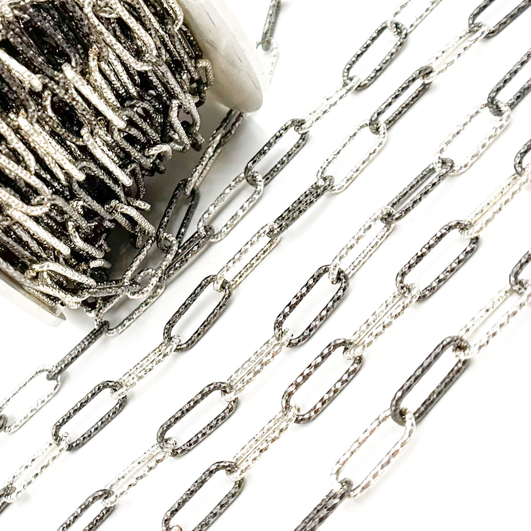 Silver Diamond Cut Paperclip Chains