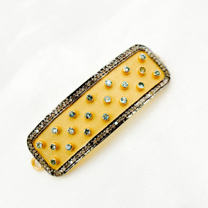 DC165. Diamond & Sterling Silver Rectangle Connector with Gemstone