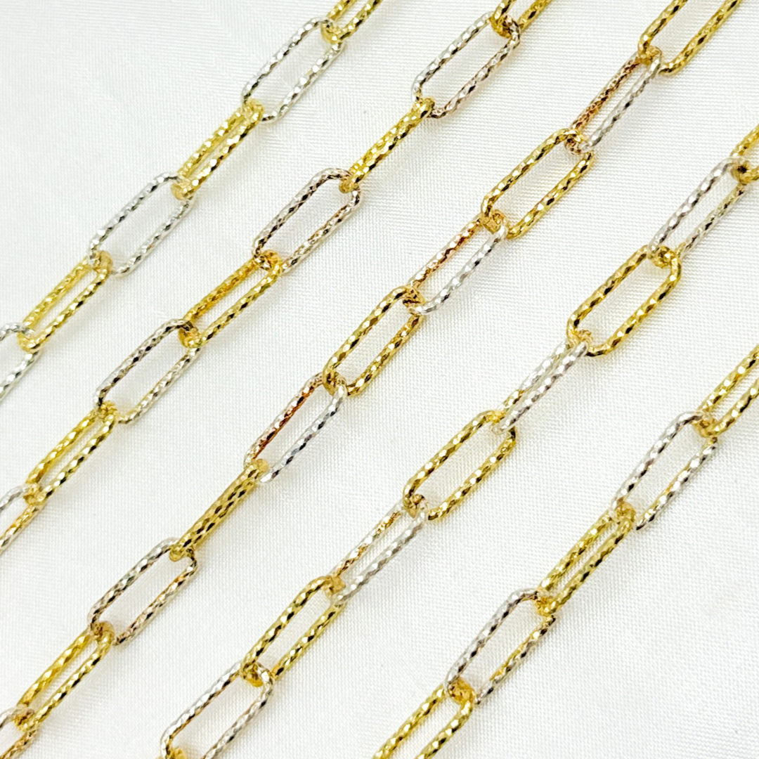 Gold Plated 925 Sterling Silver Diamond Cut Paper Clip Chain. V9GS