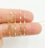  14K Solid Gold Diamond Cut Marina Chain