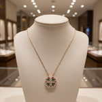 Load image into Gallery viewer, NFG72911EM. 14k Solid Gold Diamond and Emerald Fancy Necklace