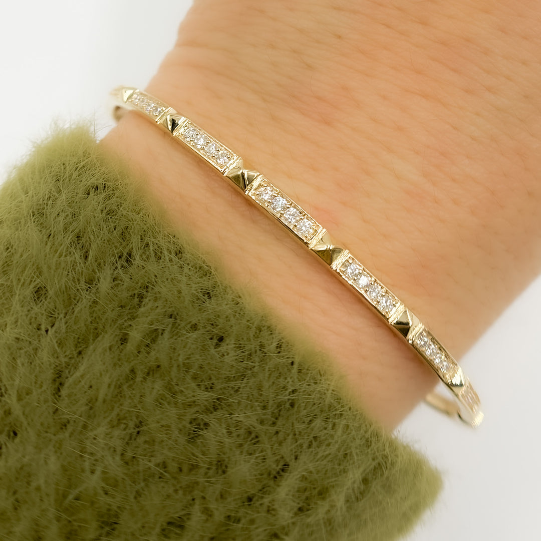 DBG00214. 14K Solid Gold Diamond Bangle