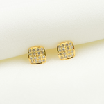 Load image into Gallery viewer, 14K Solid Gold and Diamonds Square Earrings. GDT13
