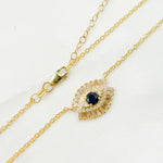 Load image into Gallery viewer, 14k Solid Gold Blue Sapphire and Diamond Eye Necklace. NFH71188BS
