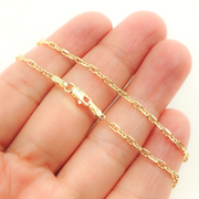 14K Solid Yellow Gold Diamond Cut Marina Link Chain