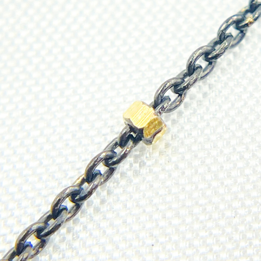 Oxidized 925 Sterling Silver Satellite Gold Plated Cube Chain. Z36GB1