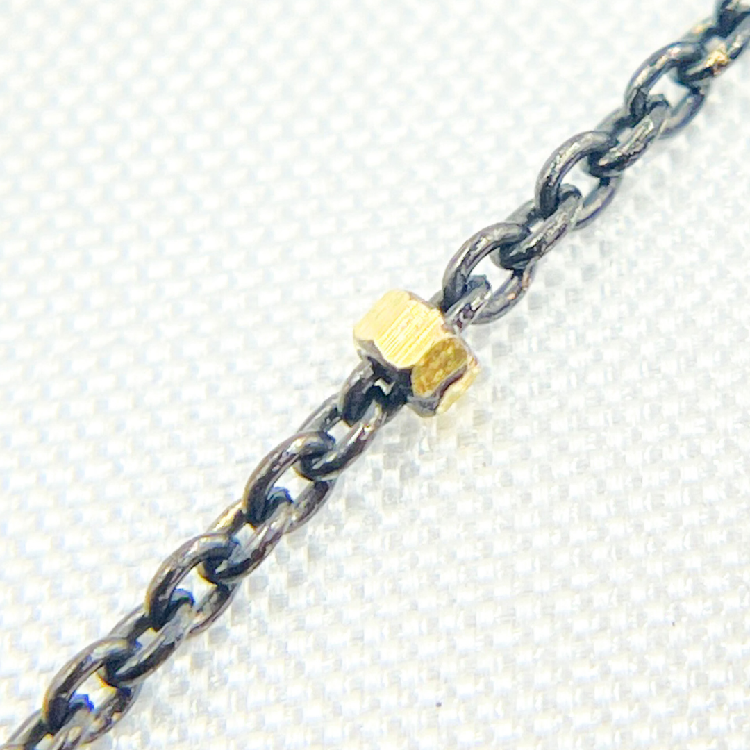 Oxidized 925 Sterling Silver Satellite Gold Plated Cube Chain