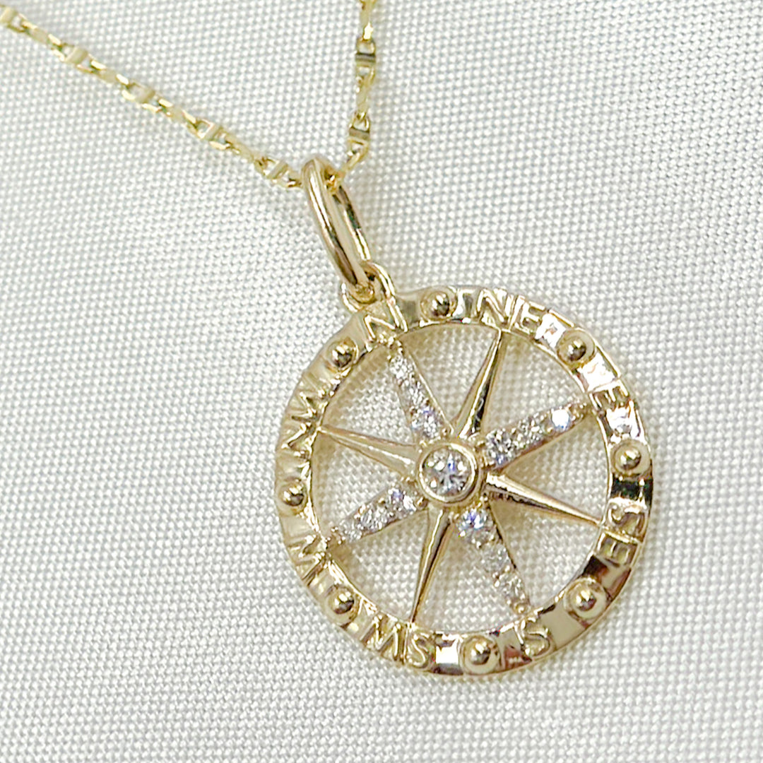 14k Solid Gold Diamond North Star Charm. PN417374