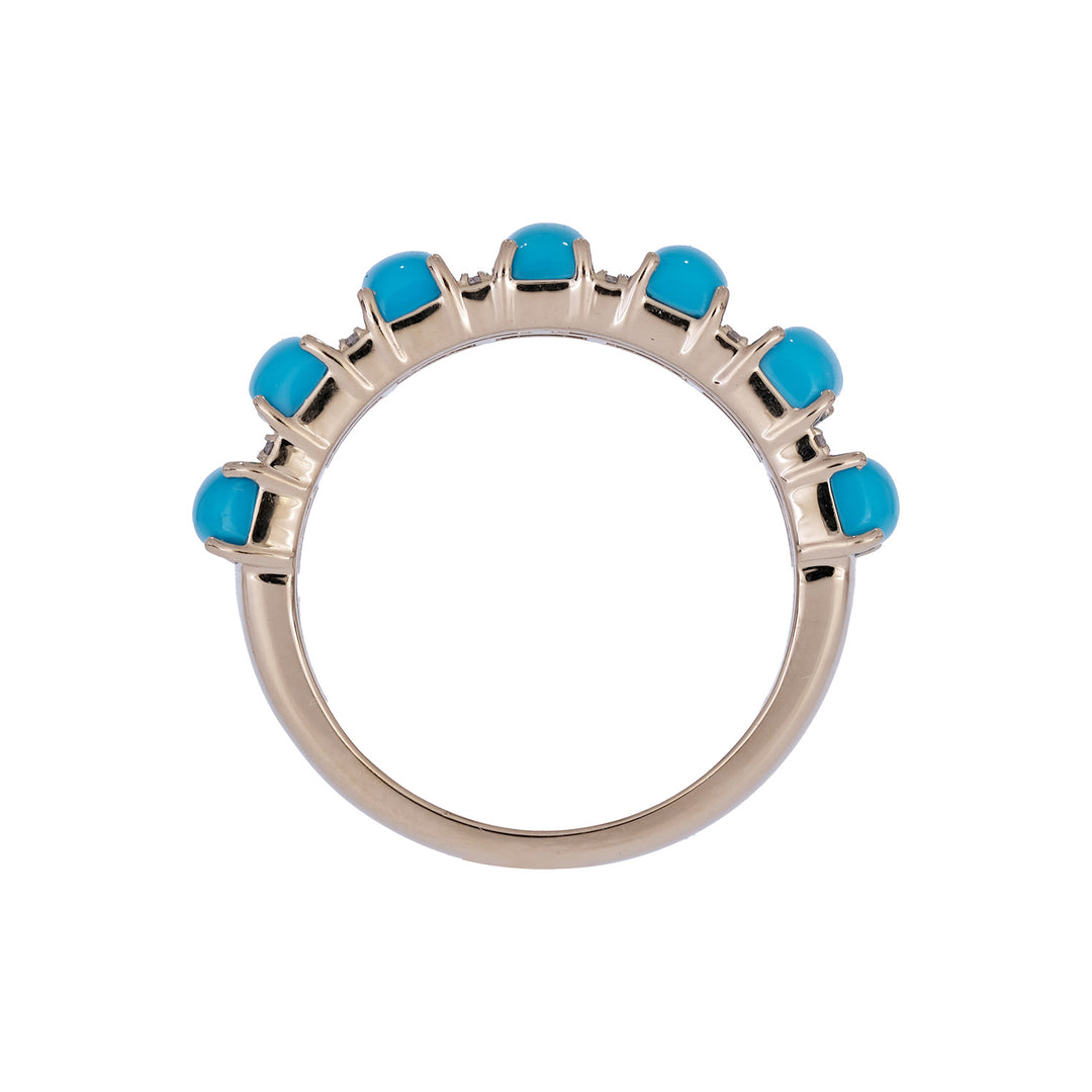 CR97262TQ5X3. 18K Solid Gold Diamond & Turquoise Ring