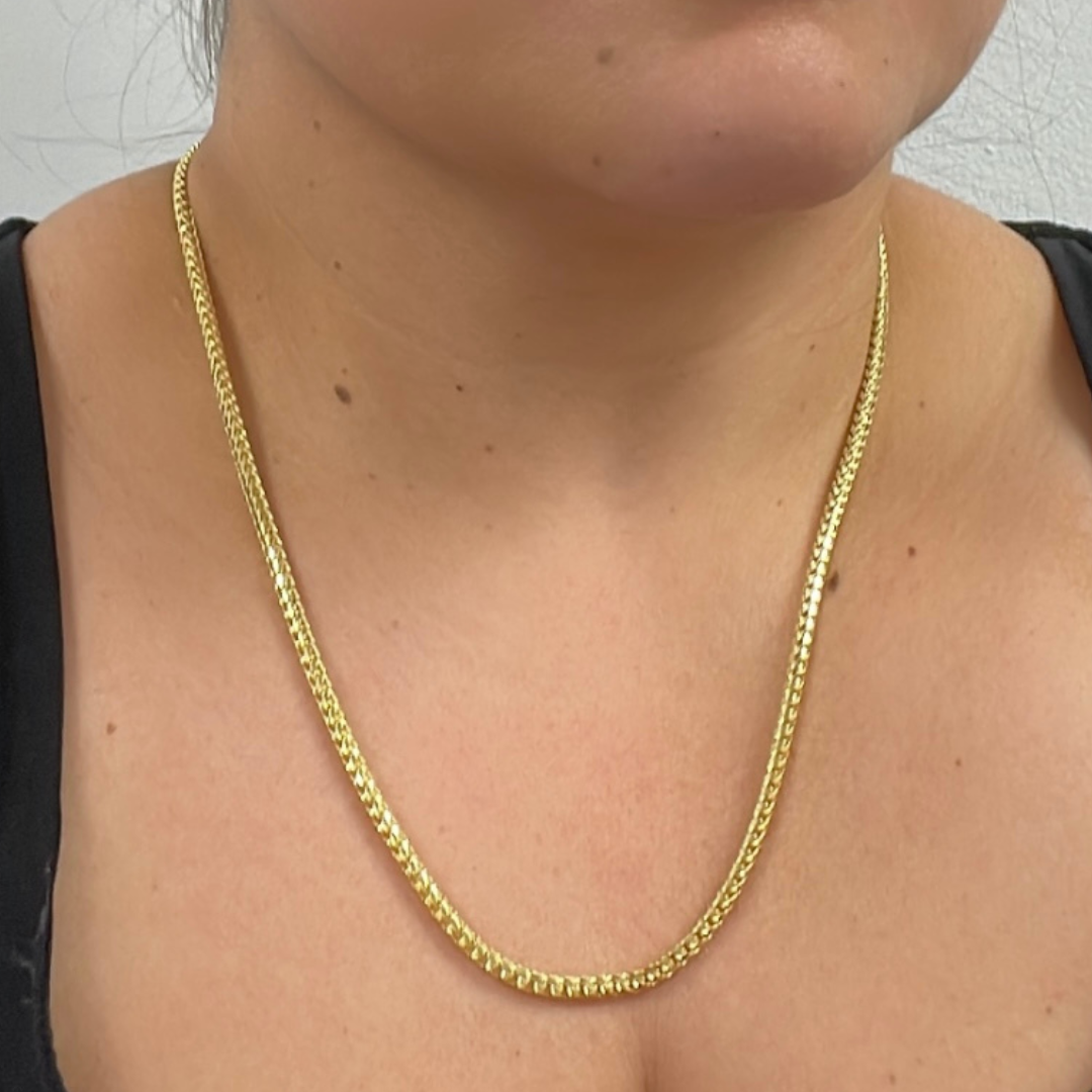 100FRFDT. 14k Solid Yellow Gold Wheat Chain