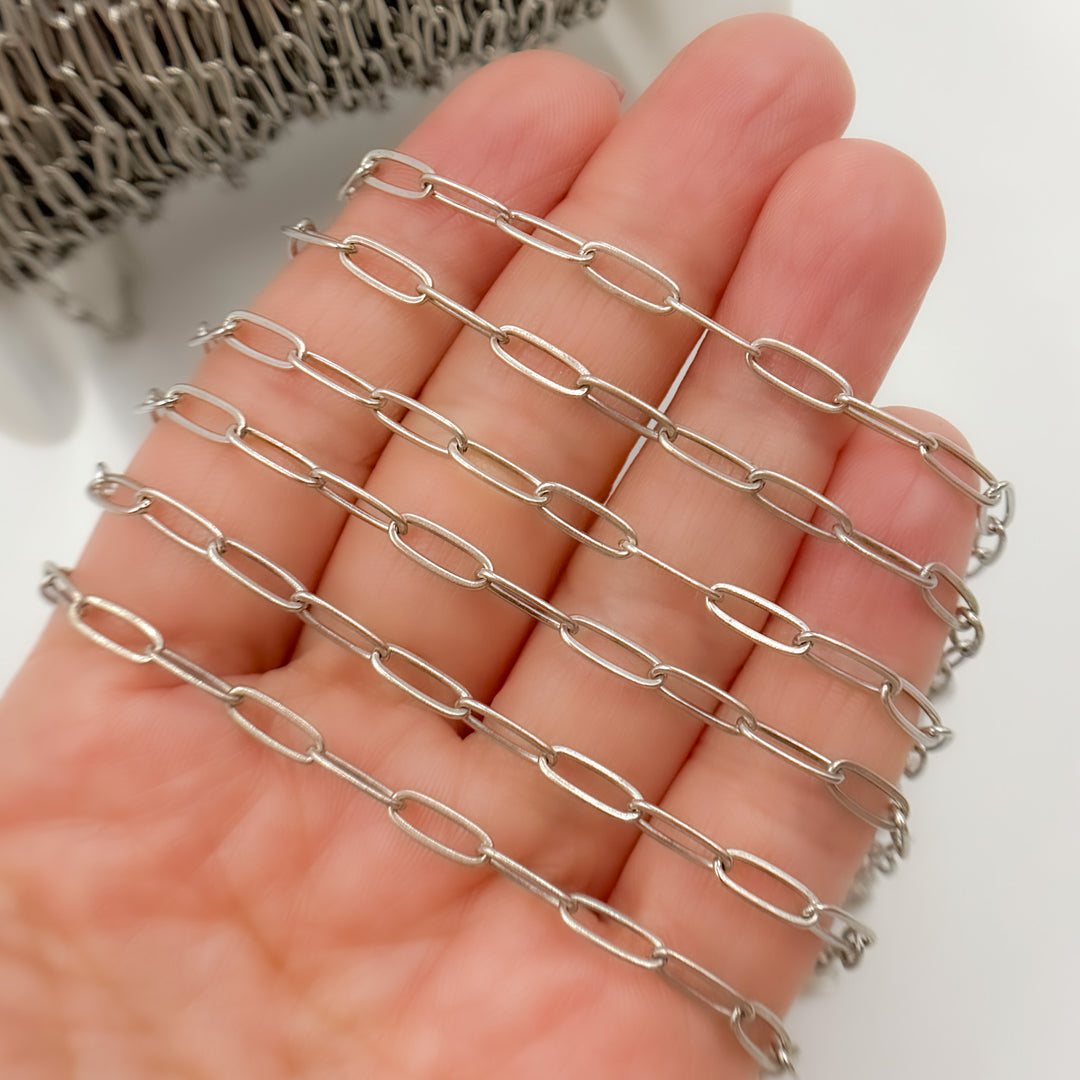 2903FOX. Oxidized Sterling Silver Flat Paperclip Chain