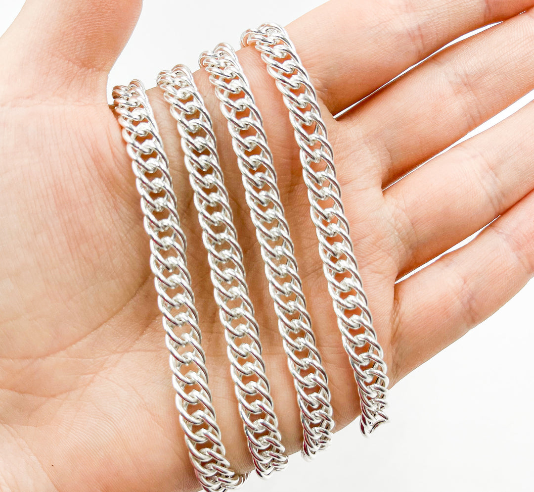 925 Sterling Silver 10mm Double Curb Chain. V36SS