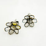 Load image into Gallery viewer, DE030. Diamond Silver Flower Studs
