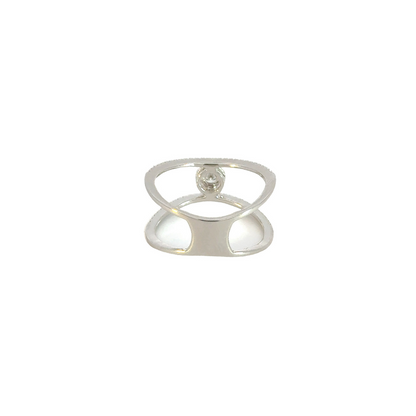 14k Solid White Gold Diamond Ring.