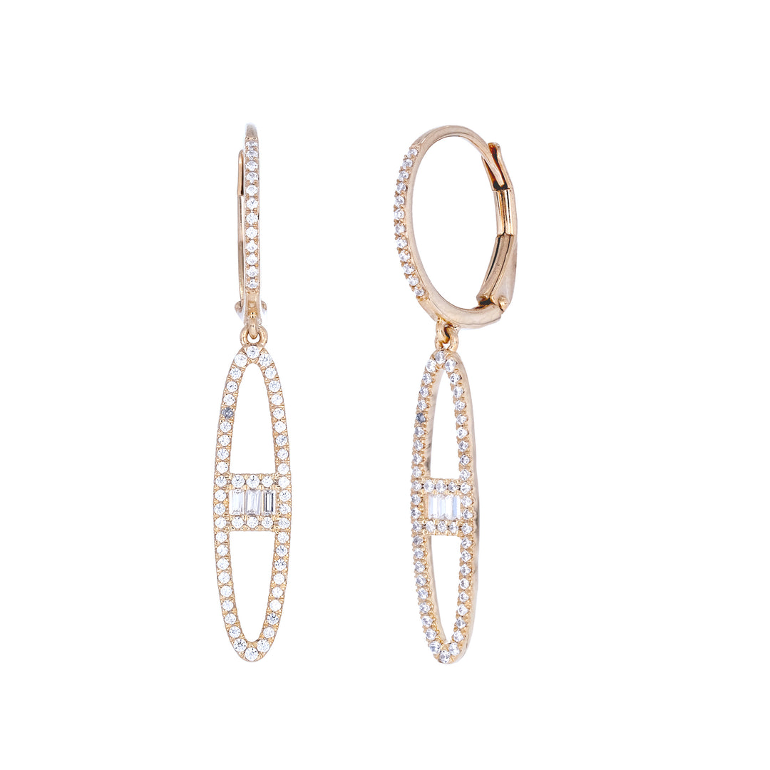 EFG53685. 14K Solid Gold and Diamonds Dangle Earrings