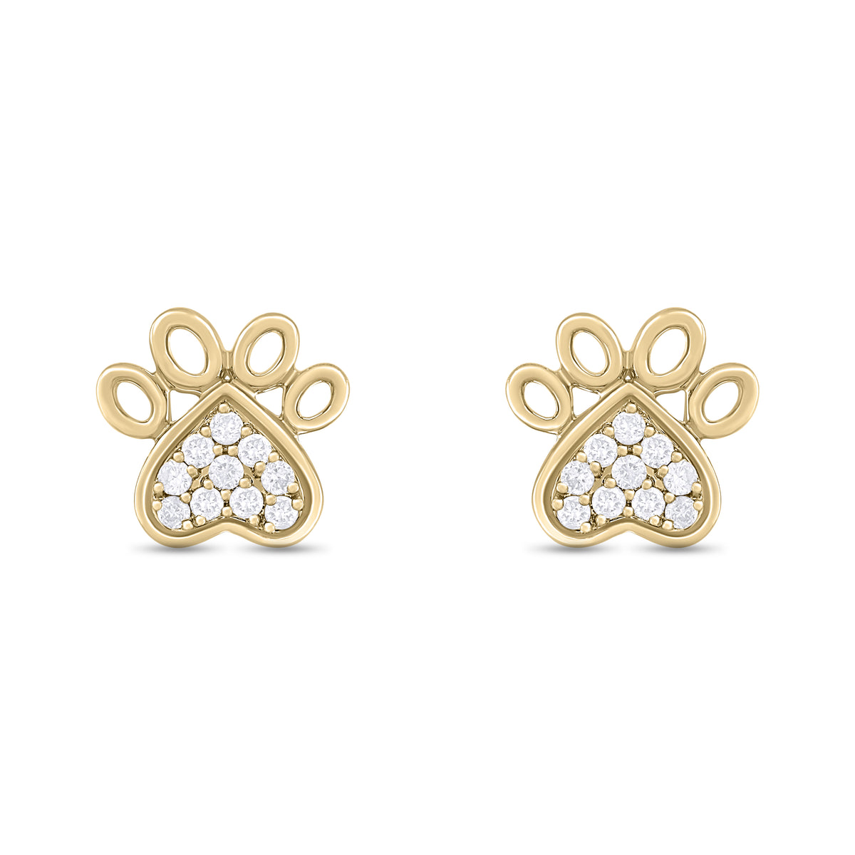EFA54277. 14K Solid Gold Diamond Paw Studs