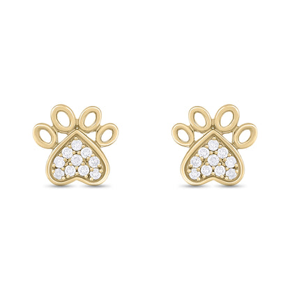EFA54277. 14K Solid Gold Diamond Paw Studs