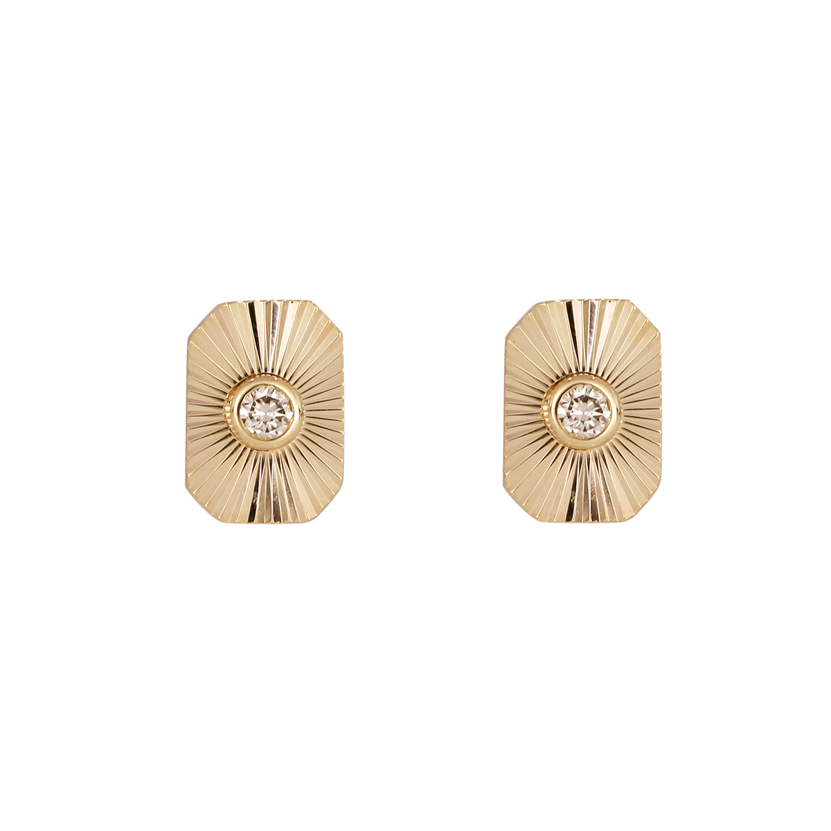 EFZ53580. 14K Solid Gold and Diamond Rectangle Earrings