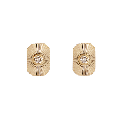 EFZ53580. 14K Solid Gold and Diamond Rectangle Earrings