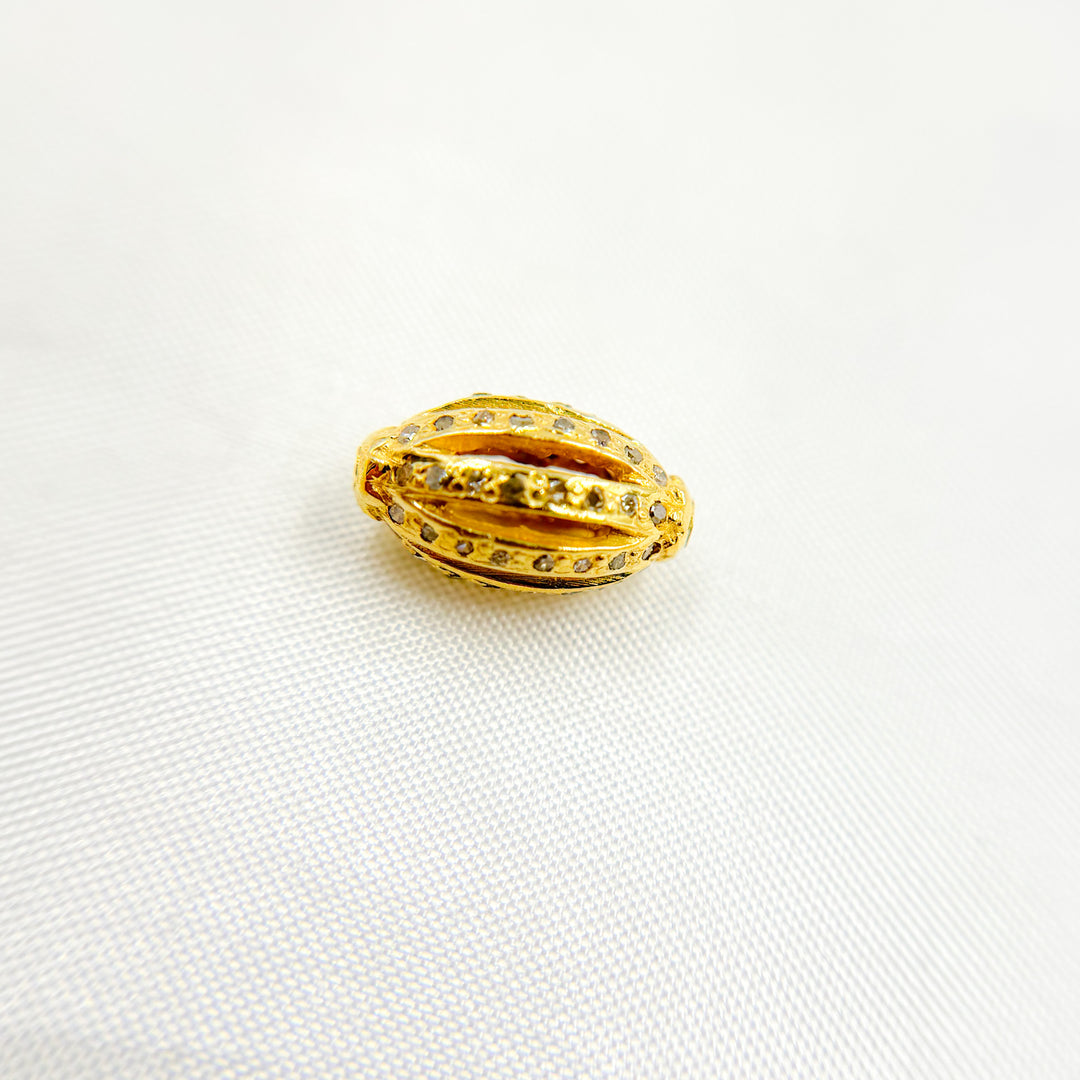 DC1007. Diamond & Sterling Silver Oval Bead