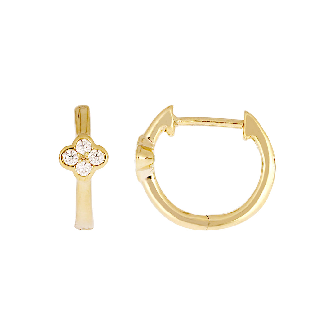 EHB57318. 14K Solid Yellow Gold Diamond Huggie Hoop Earrings