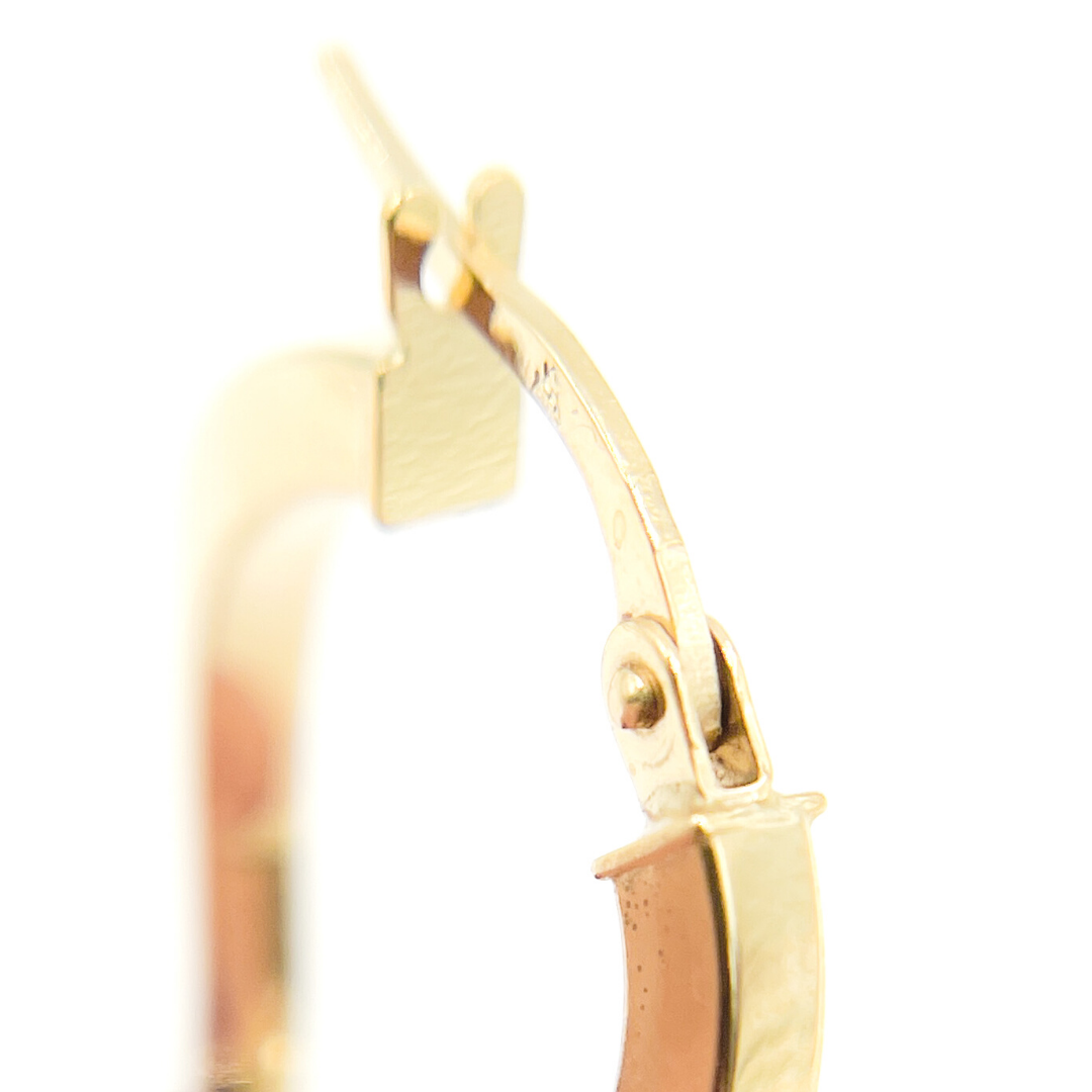 GER93. 14K Solid Gold Flat & Twisted Hoop Earrings