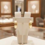 Load image into Gallery viewer, GER105. 14K Solid Gold Flat Diamond Cut Hollow Hoop Earrings