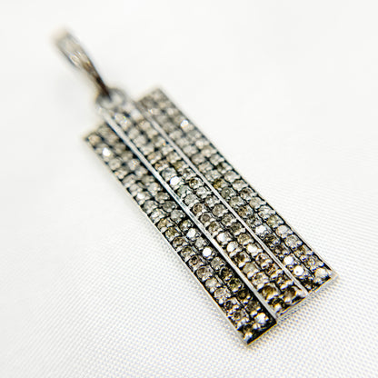 DP389. Diamond Sterling Silver Rectangle Pendant