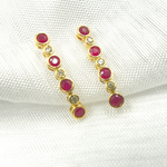 Load image into Gallery viewer, 14K Solid Gold Diamond &amp; Ruby Dangle Earrings. EFD52175RU
