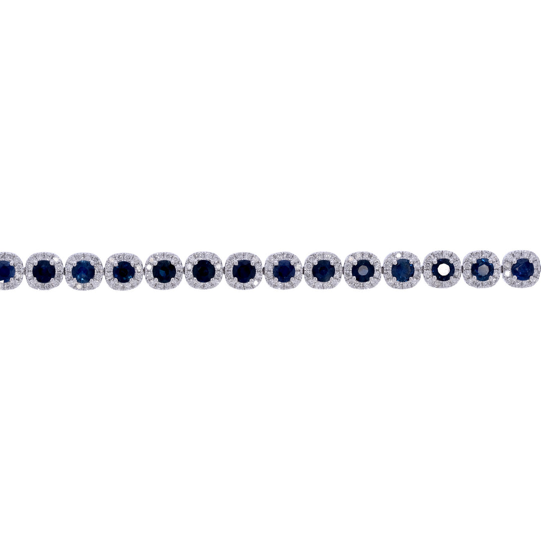 CB97418BS3. 14K White Solid Gold Diamond and Blue Sapphire Fancy Bracelet