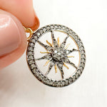 Load image into Gallery viewer, DP069B. Diamond Sterling Silver Round Sun Pendant
