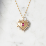 Load image into Gallery viewer, PHE38942RU. 14k Solid Gold Ruby and Diamond Heart Charm