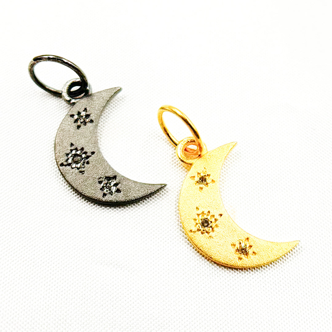 DC368. Diamond Sterling Silver Moon & Star Charm